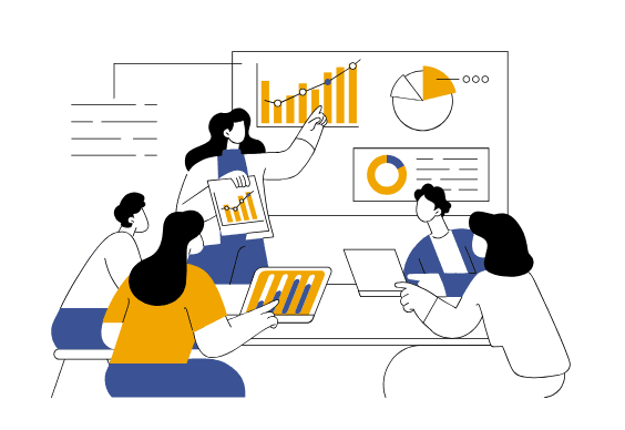 business people cartoon doing things